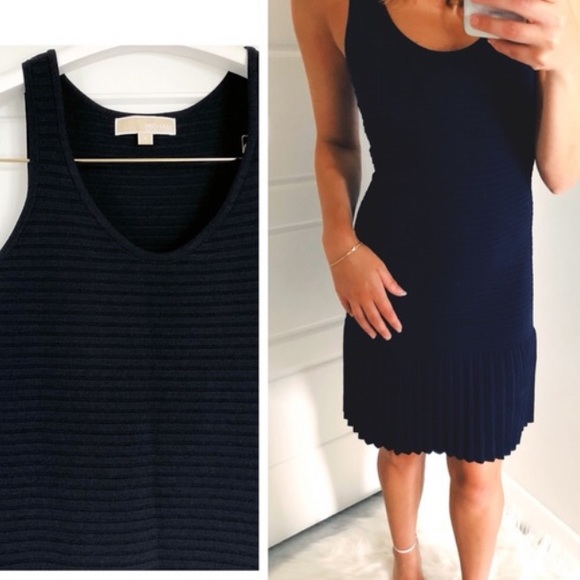 MICHAEL Michael Kors Dresses & Skirts - Michael Kors Navy pleated Dropwaist Ribbed Dress